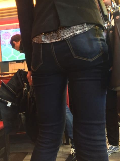 Teacher Upskirt Panty And Ass In Jeans Cum On