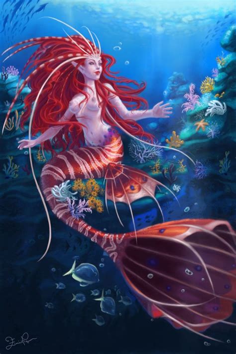 Lionfish Mermaid Fantasy Creatures Mythical Creatures Sea Creatures