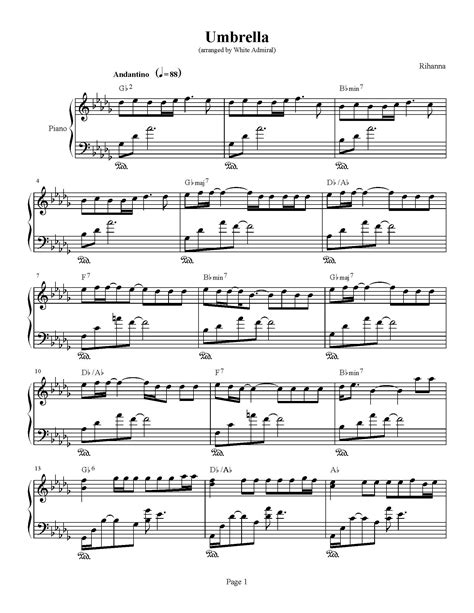 umbrella rihanna true piano transcriptions