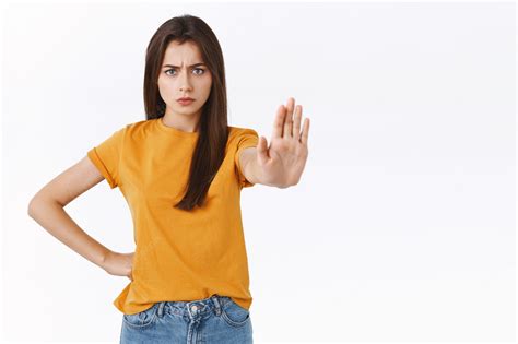 Free Photo Serious Looking Confident And Angry Assertive Young Woman