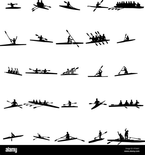Rowing Silhouette Set Stock Vector Image And Art Alamy