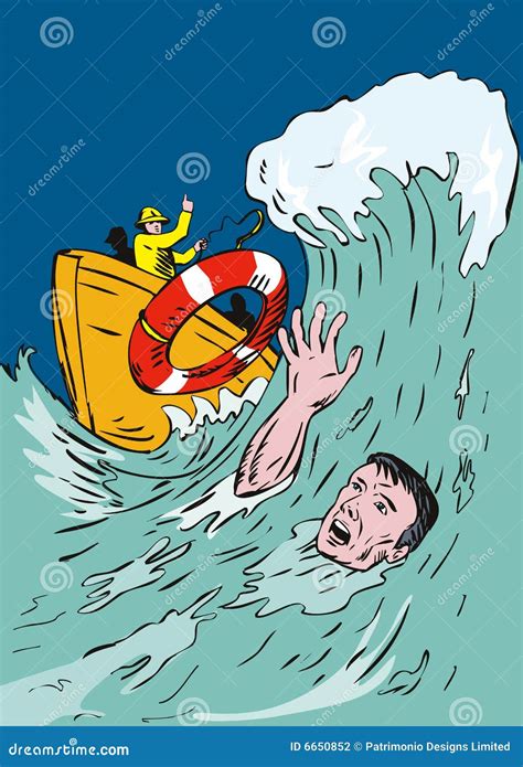 Drowning Man Thrown A Lifeline Stock Photography Image 6650852