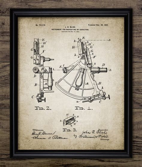 vintage sextant patent art printable marine navigation etsy