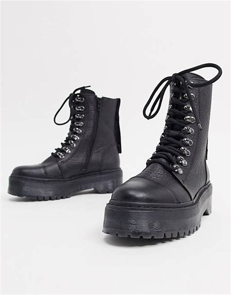 bronx leather chunky military boot asos