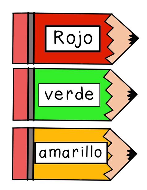 Spanish Colors Pencil Labels Freebie Bilingual Classroom Dual