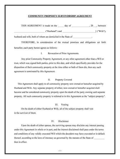 Community Property Agreement Form Fill Online Printable Fillable