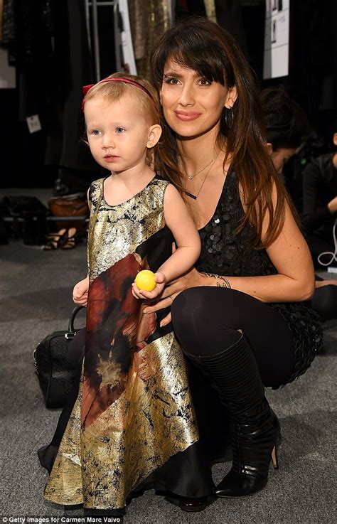 hilaria baldwin takes daughter carmen to carmen marc valvo at new york fashion week daily mail