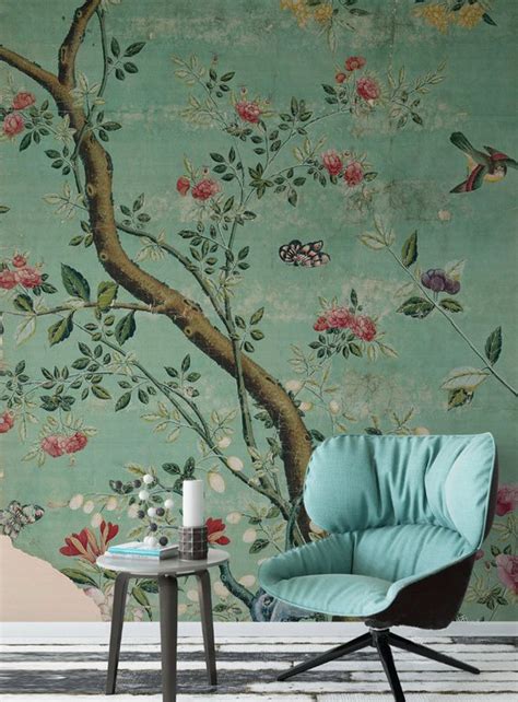 Emerald Green Chinoiserie Wallpaper Self Adhesive Vintage Chinoiserie