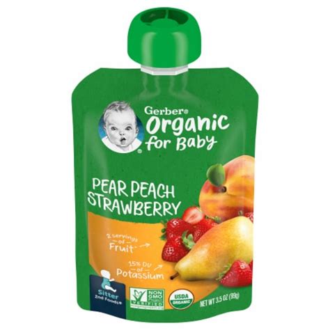 Gerber Organic 2nd Foods Pear Peach Strawberry Stage 2 Baby Food 35