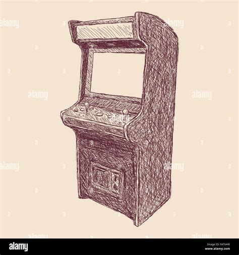 Vector Illustration Sketch Style Drawing Of Arcade Cabinet Isolated