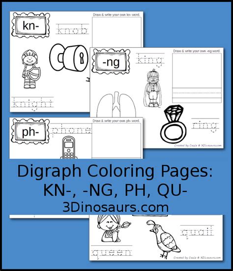 Digraph Coloring Pages Kn Ng Ph Qu 3 Dinosaurs