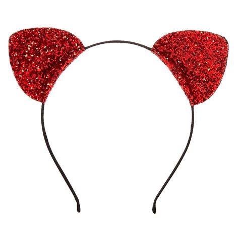 Red Glitter Cat Ears Headband Claires Us