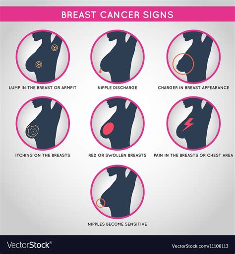 Breast Cancer Signs Poster Royalty Free Vector Image