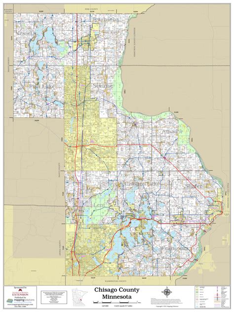 Chisago County Minnesota 2021 Wall Map Mapping Solutions