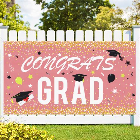 Graduation Banner Rose Gold Congrats Grad Banner Extra Large 70 X