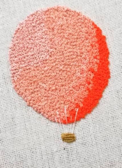 Hot Air Balloon French Knots Red Dmc Embroidery Floss