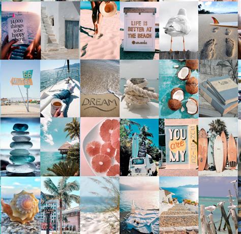 Beachy Wall Collage Kit Room Decor Aesthetic Photo Collage Kit Etsy