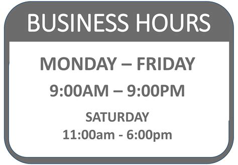 Business Hours Signage Templates At