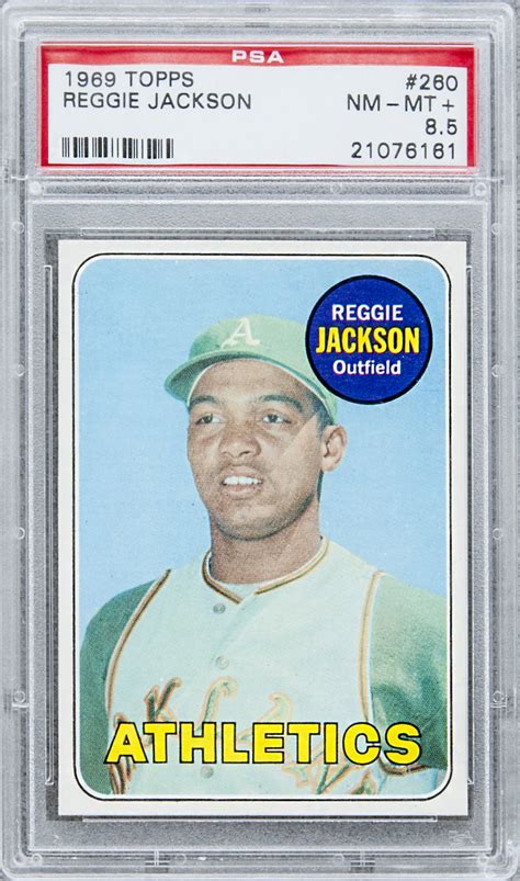 Card has no creases, wrinkles, or stains, and still has great eye appeal. Lot Detail - 1969 Topps #260 Reggie Jackson Rookie Card - PSA NM-MT+ 8.5