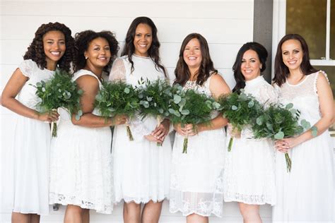 This Bridal Party In All White Looked Absolutely Stunning Bridesmaid Dresses From Real
