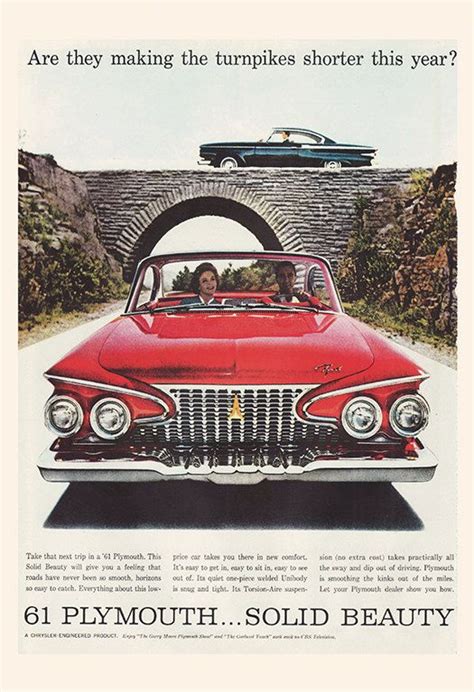 61 Plymouth Vintage Car Ad Retro Car Ad By Encoreprintsociety Vintage