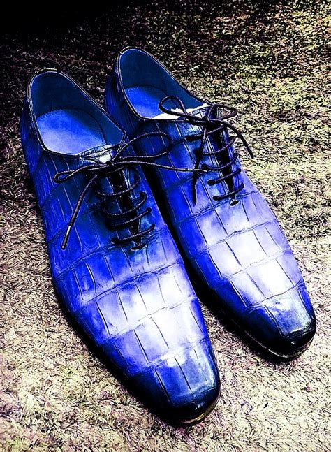 Blue Alligator Shoes For Sale Crocodile Shoes Dress Shoes Men
