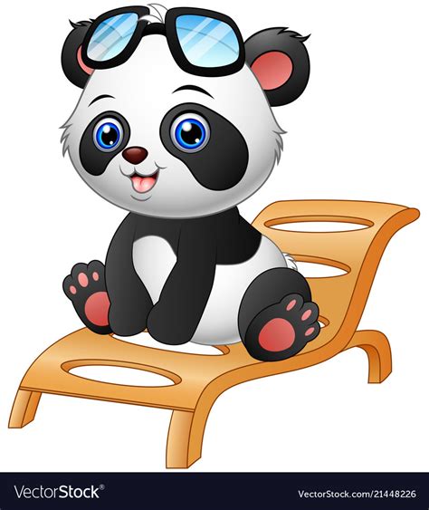 Cartoon Panda Bear Sitting On Deck Chair Isolated Vector Image