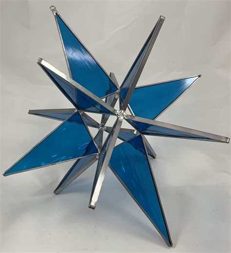 3d Stained Glass Moravian Star Christmas Star Ornament Blueglass 12