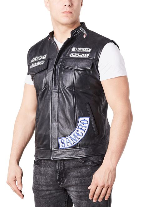 Buy Mens Soa Sons Of Anarchy Leather Motorcycle President Jacket Vest