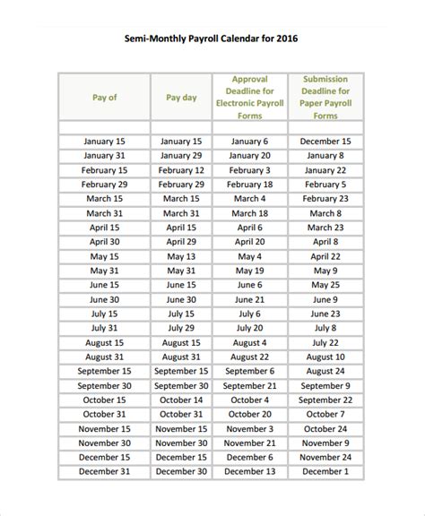 Free 9 Sample Payroll Calendar Templates In Pdf Excel