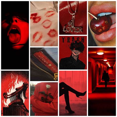 Red Grunge Aesthetic Wall Collage Kit Bad Girl Collage Etsy