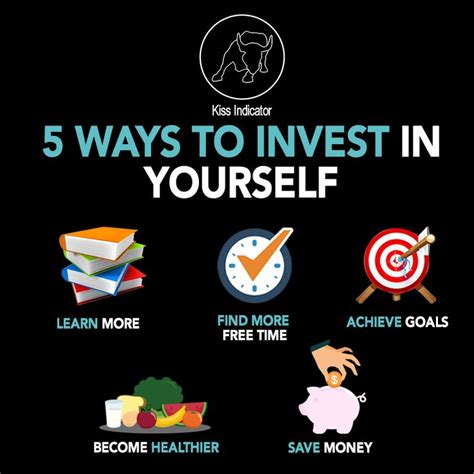 The Five Ways To Invest In Yourself Info Graphic On Black Background