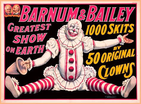 Barnum Bailey 50 Original Clowns Vintage Circus Travel Advertisement