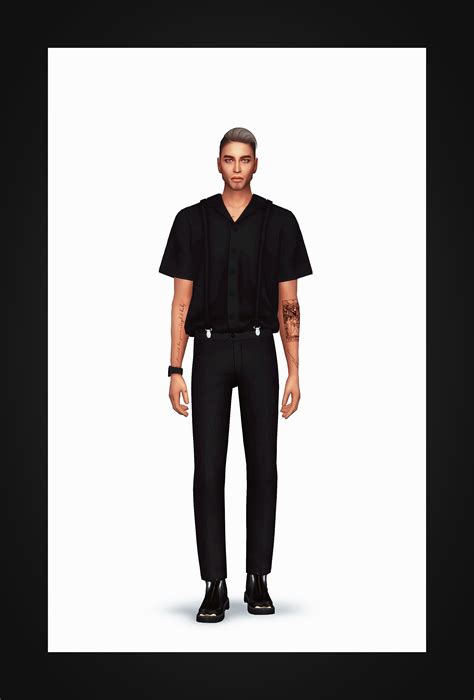 Open Collar Short Sleeve Shirt With Suspender Gorilla X3