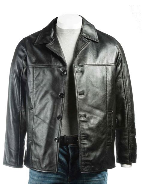 Mens Black Leather Jacket Men Double Pocket Jacket