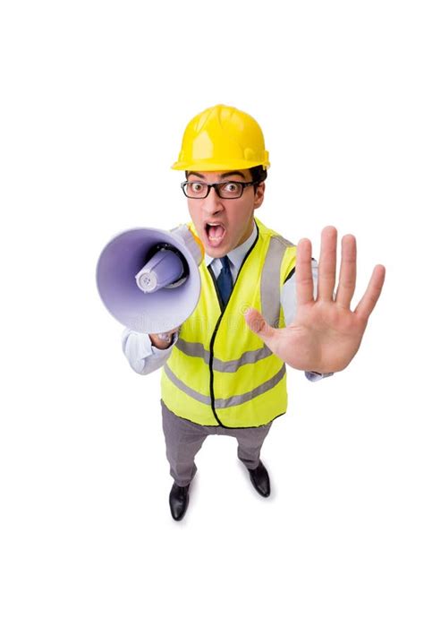 The Angry Construction Supervisor Isolated On White Stock Image Image