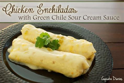 Add the chicken to the sour cream mixture and toss to coat. Chicken Enchiladas with Green Chile Sour Cream Sauce ...
