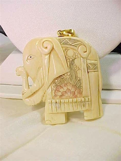 Vintage Ivory Elephant Pendant Hand Carved