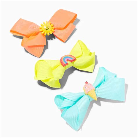 Claires Club Summer Dessert Loopy Bow Hair Clips 3 Pack Claires Us