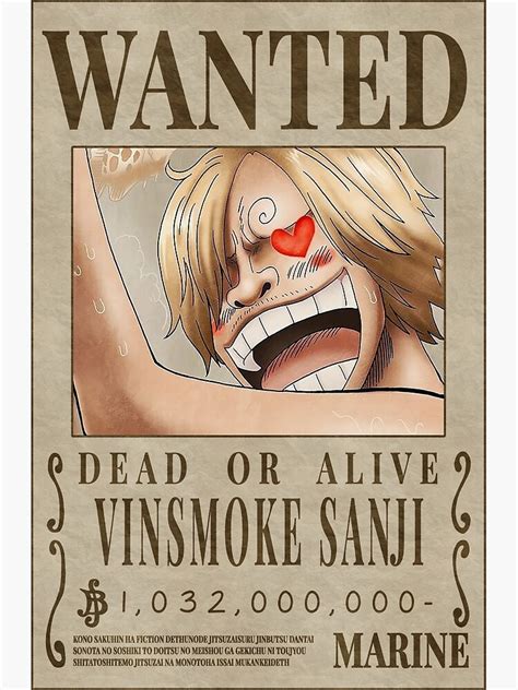 Sanji Wanted Poster Post Wano Updated Bounty Poster Premium Matte