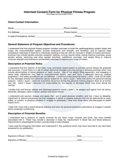 Exercise Consent Form Template Fill Out And Sign Online Dochub