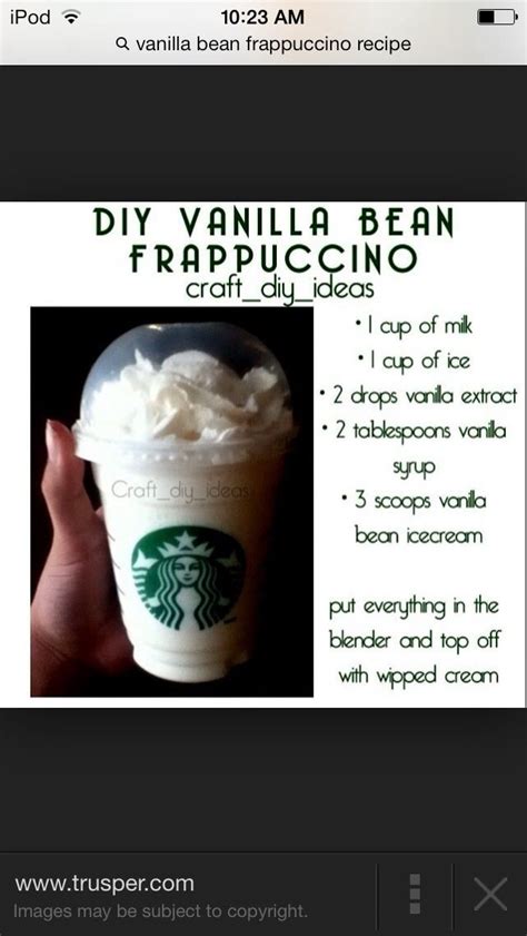 I can honestly say it had never crossed my mind to order something at starbucks that didn't have any coffee! DIY vanilla bean frappe | Starbucks recipes, Starbucks ...
