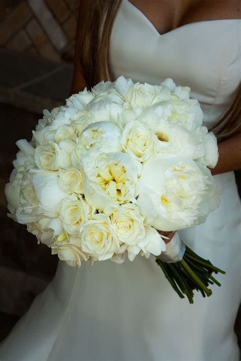 White Roses And Peonies Bouquet Blush Wedding Flowers Beautiful