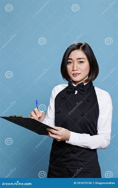 Waitress Taking Notes Of Customer Order Stock Photo Image Of Notes