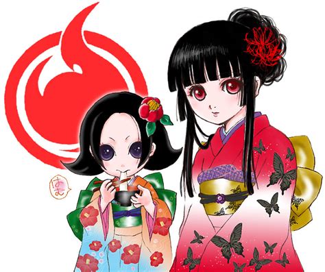 enma ai kikuri jigoku shoujo 00s black hair japanese clothes kimono purple eyes red eyes