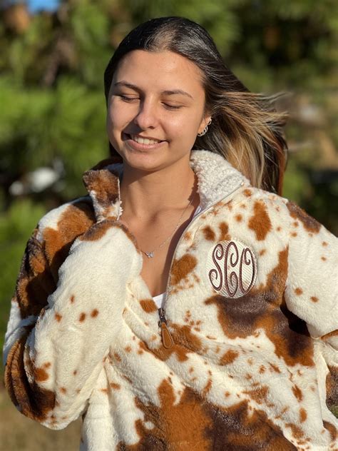 Adult True Size Fit Sherpa Pullover Cow Print With Etsy