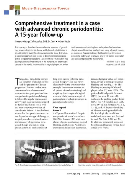 Pdf Comprehensive Treatment In A Case With Advanced Chronic