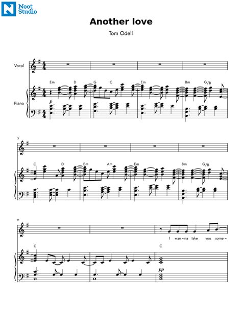 Another Love By Tom Odell Sheet Music For Piano Vocals Solo