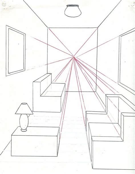 One Point Perspective Bedroom Tutorial Wall Drawing Ideas How To