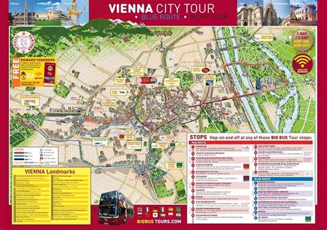 The Vienna City Tour Map Is Shown In Red With Information About Its